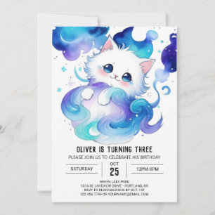 Children's Cat Editable Birthday Invitation