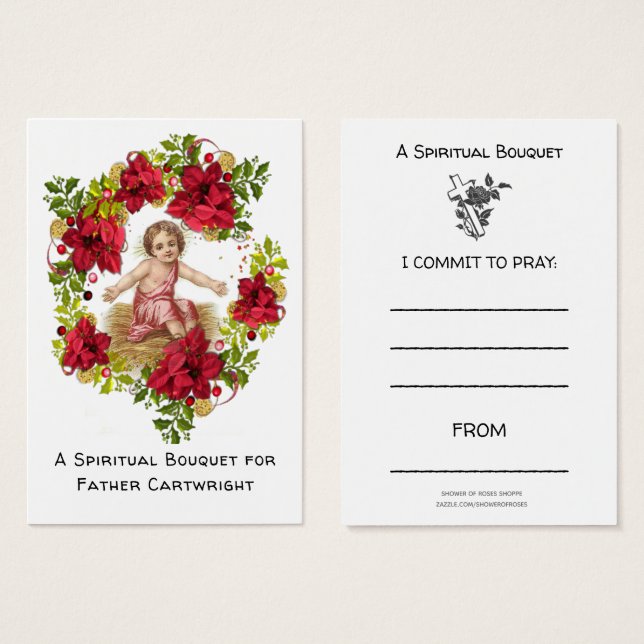 Children's Christmas Spiritual Bouquet Prayer Card (Front & Back)
