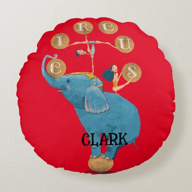 Children's Circus Theme Nursery Decor Round Pillow (Front)