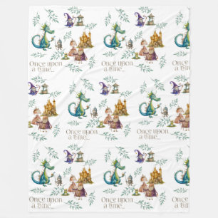 Children's Classic Fairy Tale Illustrations Fleece Blanket
