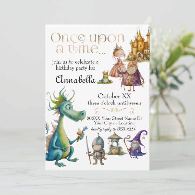 Children's Classic Fairy Tale Illustrations Invitation (Standing Front)