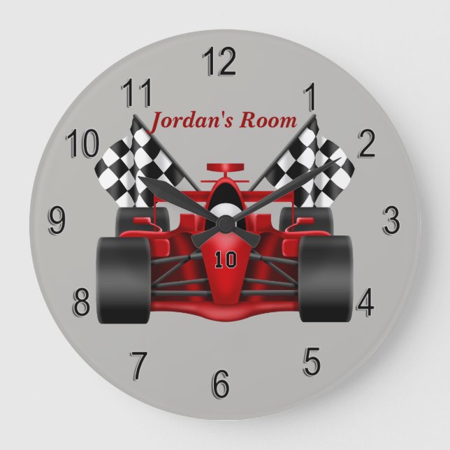 Children's Clock Race Car Chequered Flag (Front)