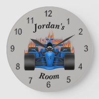 Children's Clock Race Car Flames