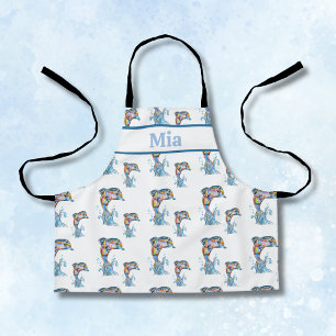 Children's Colour Pencil Dolphins Pattern Apron