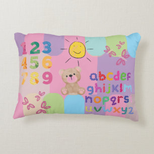 Childrens Colourful Alphabet Number  Accent Pillow