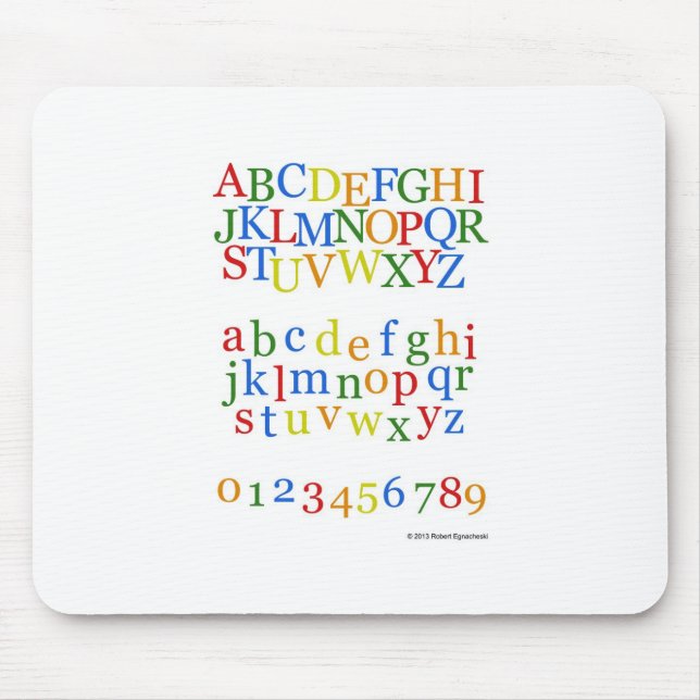 Children's Colourful Alphabet Upper + Lower Case Mouse Pad (Front)