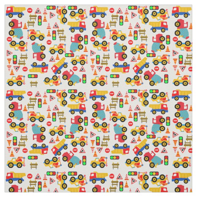 Childrens Construction Trucks  Fabric (Swatch)