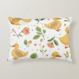 Children's corner with ducks and flowers accent pillow