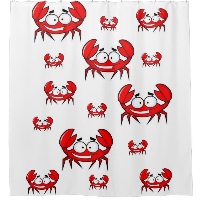 Childrens crab red white showercurtain (Front)