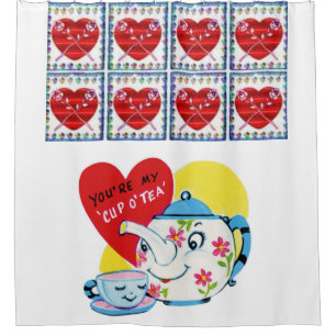 childrens cup tea valentines showercurtain