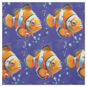Children's Cute Little Clown Fish Undersea  Fabric