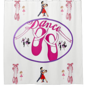 childrens dance white pink pur showercurtain girls