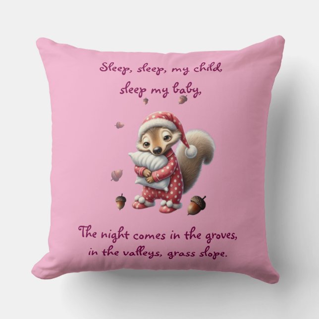 Children's decorative pillow with cartoon squirrel (Front)