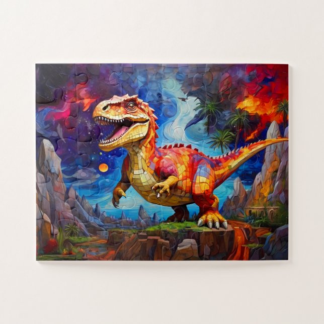Childrens Dinosaur Mosaic Abstract  Jigsaw Puzzle (Horizontal)