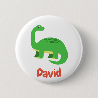 Childrens Diplodocus Dinosaur Birthday Custom Name 2 Inch Round Button