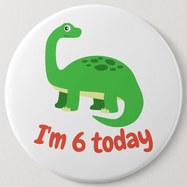 Childrens Diplodocus Dinosaur Birthday Custom Name 6 Inch Round Button (Front)