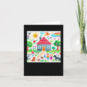 Children's Drawing With Coloured Chalk #1 Sticker Card