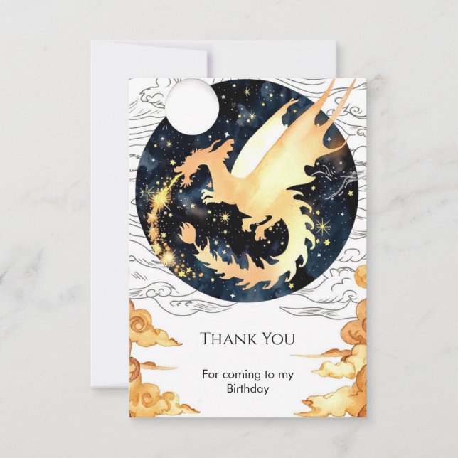 Children's Enchanted Dragon Birthday Thank You Card (Front)