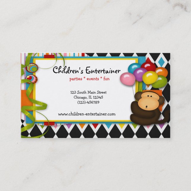 Children's Entertainer Business Card (Front)