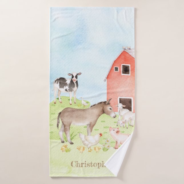 Children's Farm Animal Bath Towel (Bath Towel)