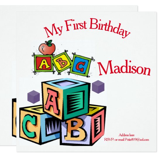 childrens first baby birthday invitation