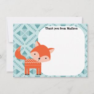 Children's Flat Panel Thank You Cards Red Fox