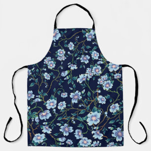 Children's flowers: seamless dark blue apron