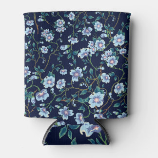 Children's flowers: seamless dark blue can cooler