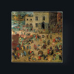 Children's Games , 1560 2 Inch Square Button<br><div class="desc">Children's Games | by Pieter the Elder Bruegel | Art Location: Kunsthistorisches Museum,  Vienna,  Austria | Flemish Artist | Image Collection Number: XIR68945</div>