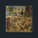 Children's Games , 1560 2 Inch Square Button<br><div class="desc">Children's Games | by Pieter the Elder Bruegel | Art Location: Kunsthistorisches Museum,  Vienna,  Austria | Flemish Artist | Image Collection Number: XIR68945</div>