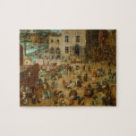 Childrens Games by Pieter Bruegel the Elder Jigsaw Puzzle<br><div class="desc">Children's Games by Pieter Bruegel the Elder, 1560, is an oil and tempera painting of a panoramic landscape of a town square. Countless figures of children run and play in the streets in a veritable catalogue of every type of children’s game: dolls, ball, tiddlywinks, hoops, handstands, and the rest. After...</div>