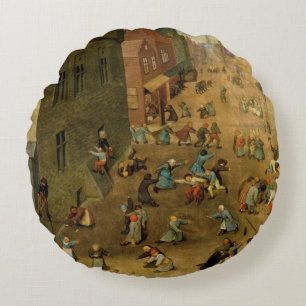 Children's Games : detail of top right hand Round Pillow