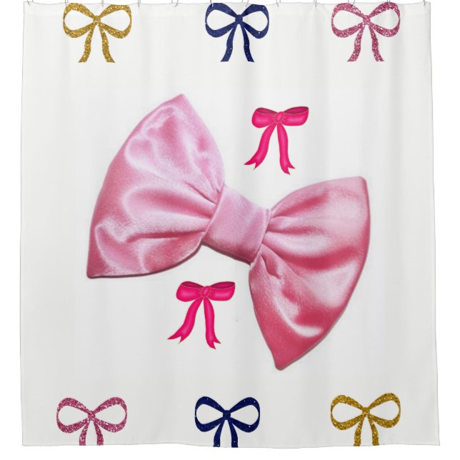 Childrens girls bows shower curtain (Front)