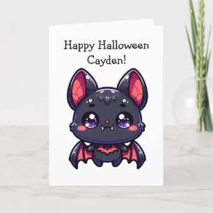 Children's Halloween Bat and Colouring Page Card