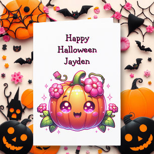 Children's Halloween Pumpkin Colouring Page Card
