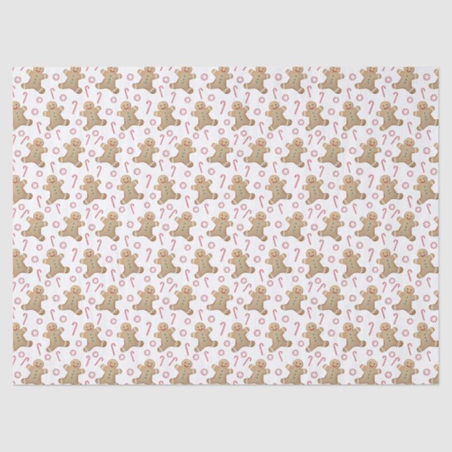Childrens Holidays Gingerbread Man Candy Canes Tissue Paper (Front)