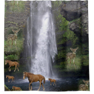 Childrens horses shower curtain