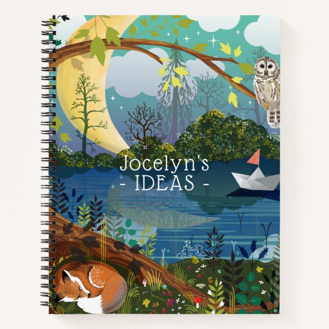 Children's Illustrated Forest River Fox Notebook (Front)