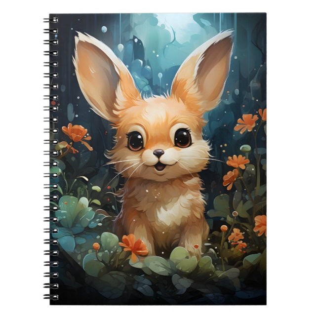 Children's Illustration Adorable Cute Sea Bunny Notebook (Front)