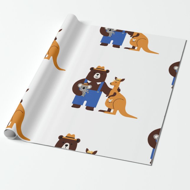 Children's illustration wrapping paper (Unrolled)