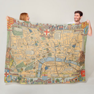 Children's Map of London, England Fleece Blanket