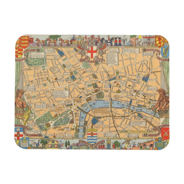 Children's Map of London, England Magnet (Horizontal)
