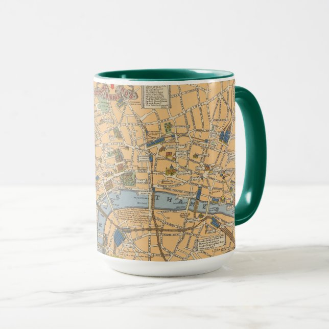 Children's Map of London, England Mug (Front Right)