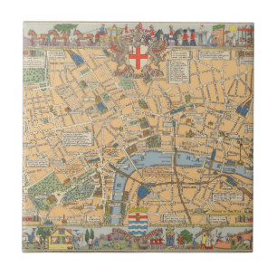 Children's Map of London, England Tile