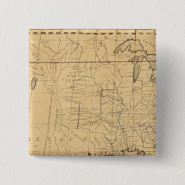 Children's Map Of The United States 2 Inch Square Button (Front)