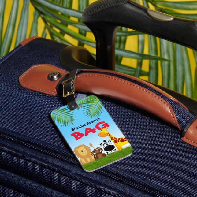 Children's Name Tag | Safari Animals Travel (Front Insitu 1)
