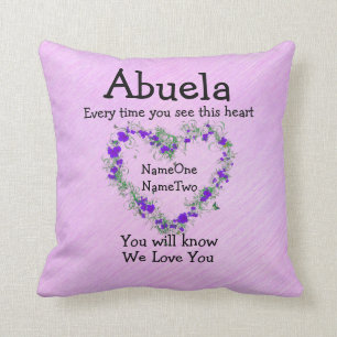Children's Names Change Abuela  See Heart Love You Throw Pillow