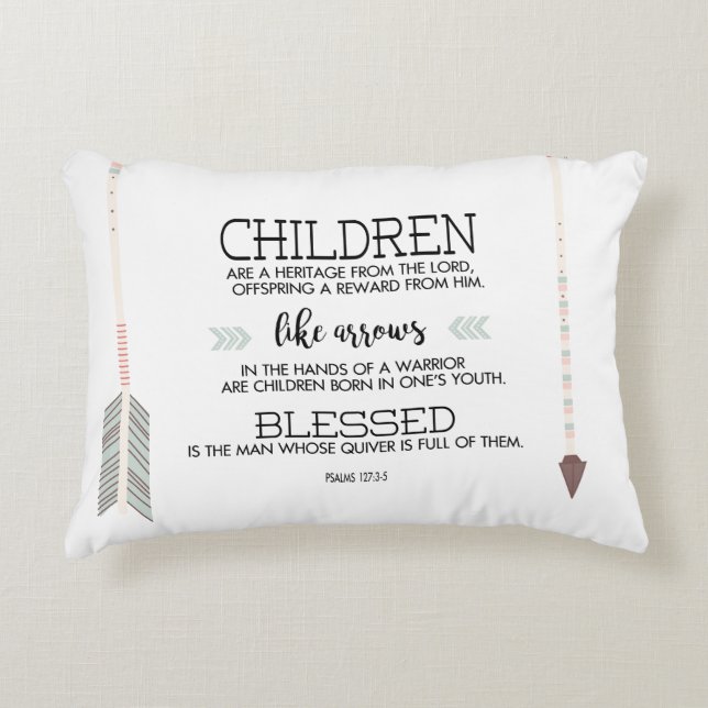 Children's Names Scripture Verse with Arrows Accent Pillow (Front)