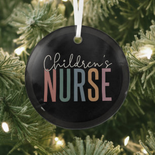 Children's Nurse   Retro Children's Nursing Glass Ornament