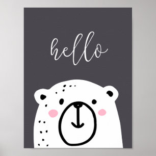 Childrens Nursery Bear Hello Script Poster